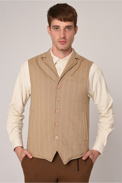 Beige Male Striped Waistcoat