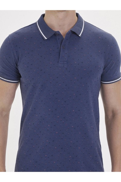 Blue Male Polo Neck T-shirt
