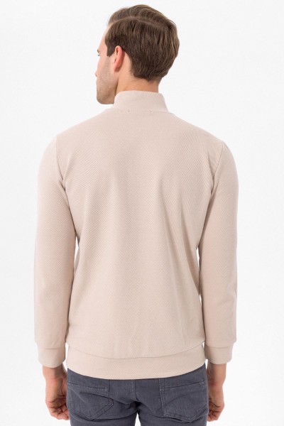 Beige Male Quilted Sweatshirt