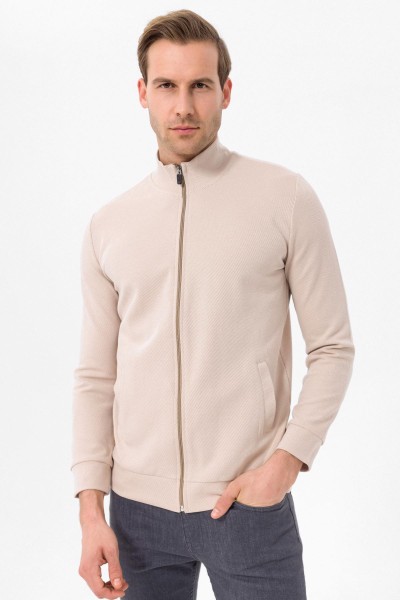Beige Male Quilted Sweatshirt