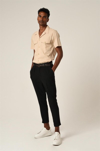 Beige Male Solid Color Shirt