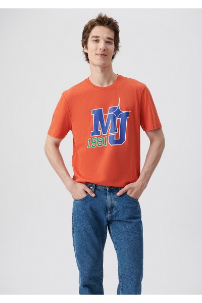 Orange Male Printed T-Shirts