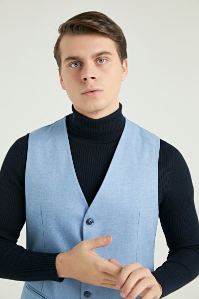 Blue Male Straight Waistcoat