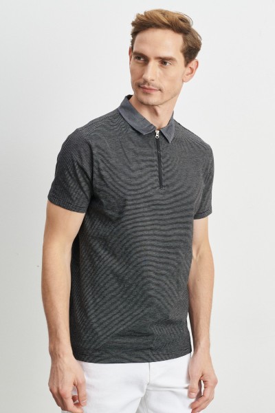 Black Male Straight Polo Neck T-shirt