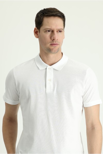 White Male Polo Neck T-shirt