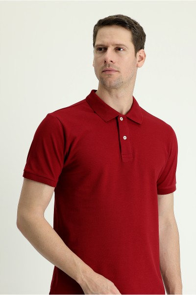 Red Male Polo Neck T-shirt