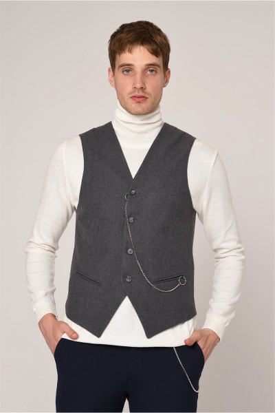 Grey Male Straight Waistcoat