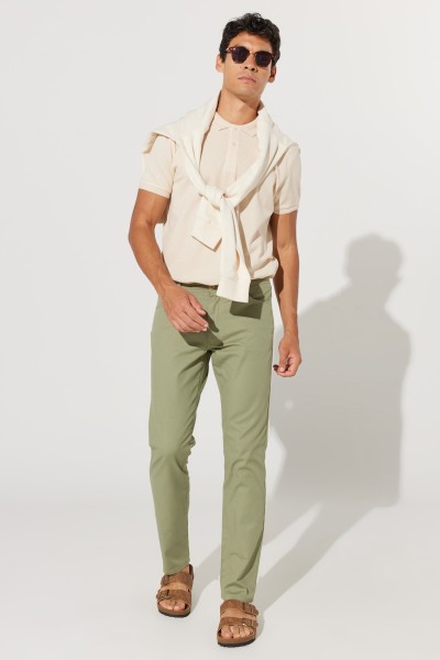 Green Male Straight Trousers
