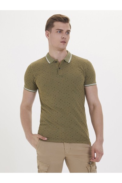 Khaki Male Polo Neck T-shirt