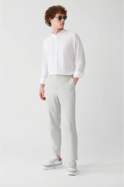 Grey Male Straight Trousers