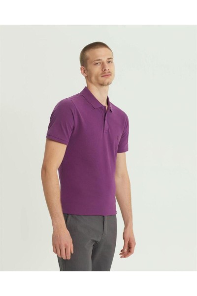 Purple Male Polo Neck T-shirt
