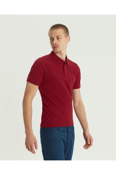 burgundy Male Polo Neck T-shirt