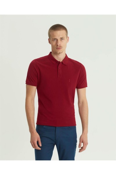 burgundy Male Polo Neck T-shirt