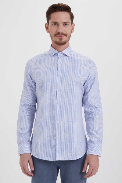 Blue Male patterned Shirt