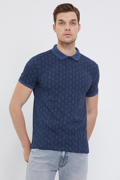 Blue Male Polo Neck T-shirt