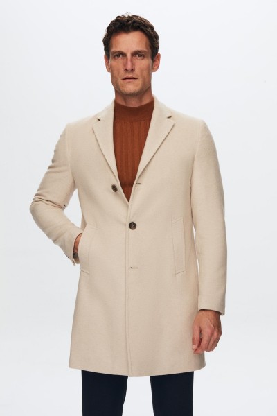 Beige Male Straight Coat