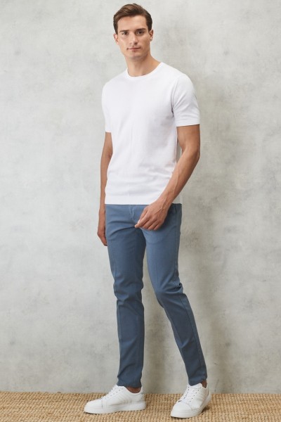 Blue Male Straight Trousers