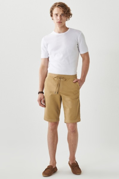 Beige Male Straight Shorts & Bermuda