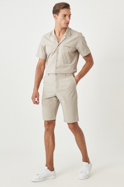 Beige Male Straight Shorts & Bermuda