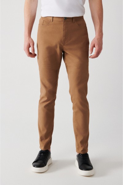 Brown Male Straight Trousers