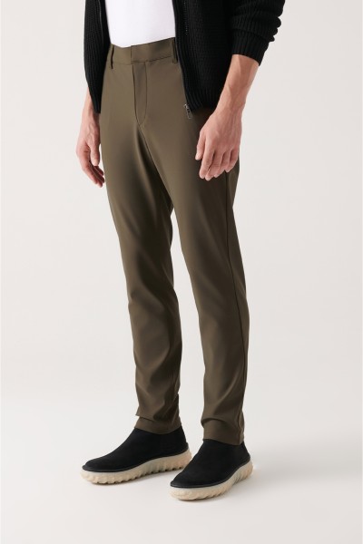 Khaki Male Straight Trousers