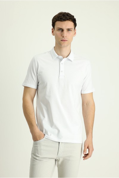 White Male Polo Neck T-shirt