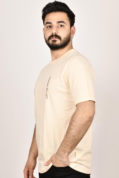 Beige Male Digital printing T-Shirts