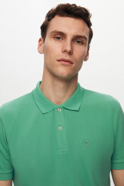 Green Male Straight Polo Neck T-shirt