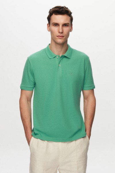 Green Male Straight Polo Neck T-shirt