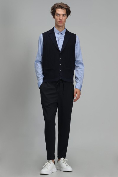 Navy blue Male Straight Waistcoat