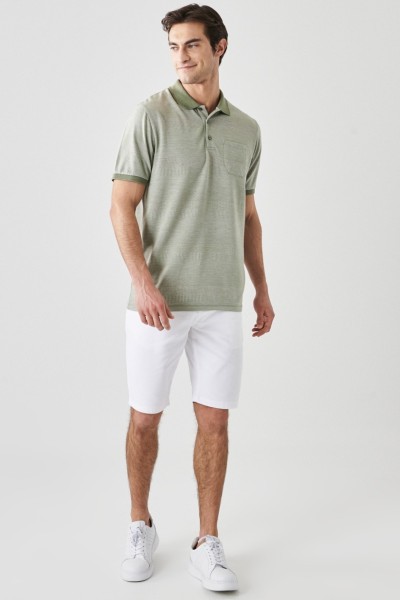 Green Male Plaid / Check Polo Neck T-shirt