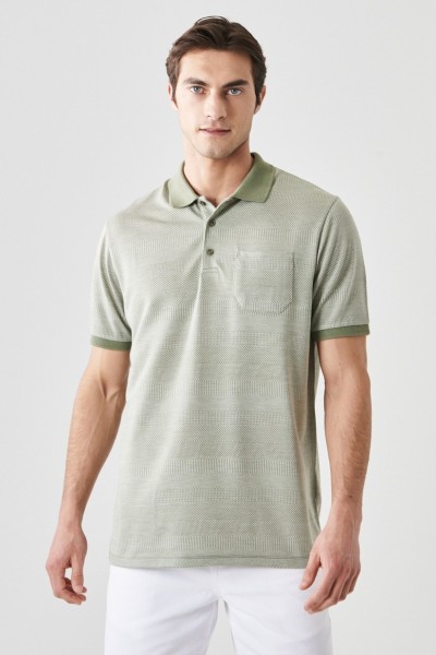 Green Male Plaid / Check Polo Neck T-shirt