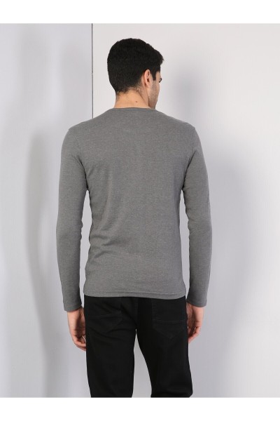 Grey Male Solid Color T-Shirts