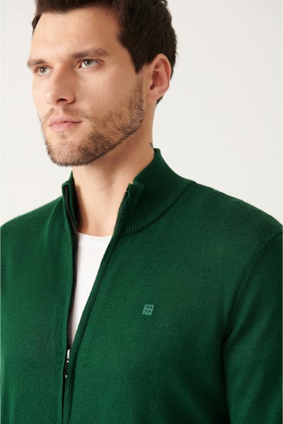 Green Male Straight Cardigan