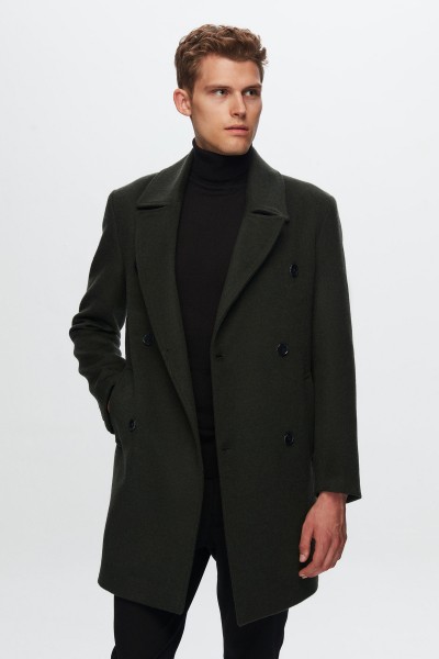 Khaki Male Straight Coat