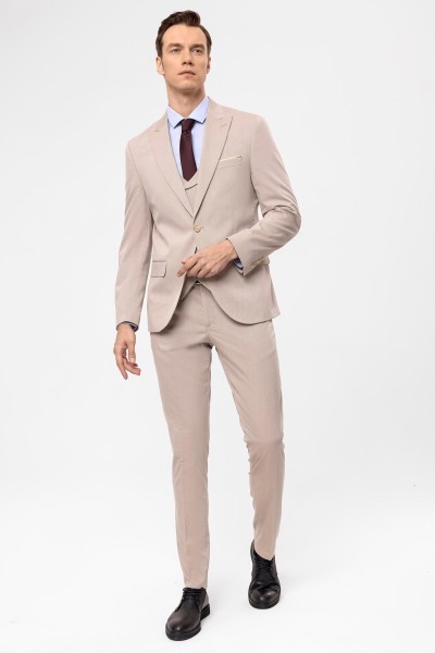 Beige Male dobby Suit