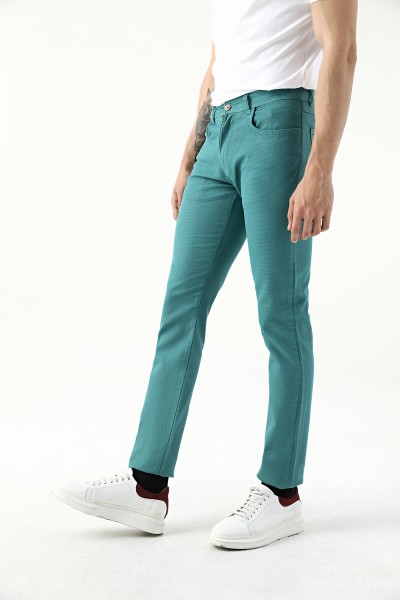 Turquoise Male Straight Trousers