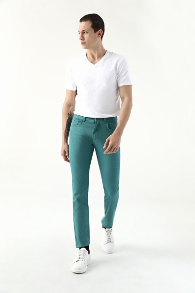 Turquoise Male Straight Trousers