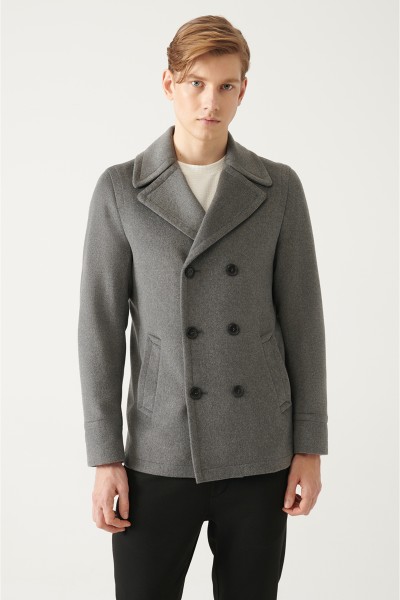 Grey Male Straight Coat