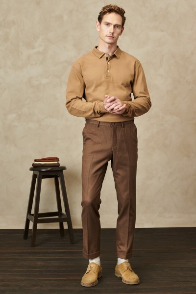 Brown Male Straight Trousers