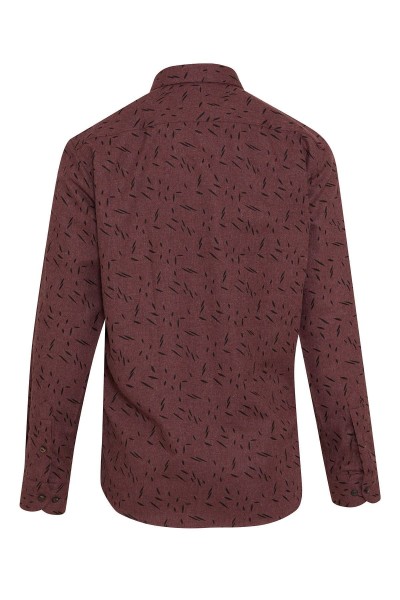 burgundy Male patterned Shirt