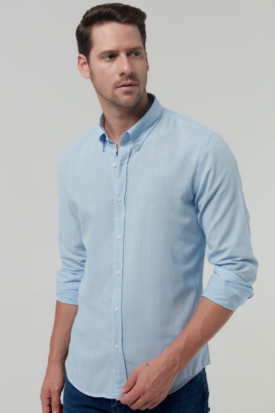 Blue Male Straight Shirt