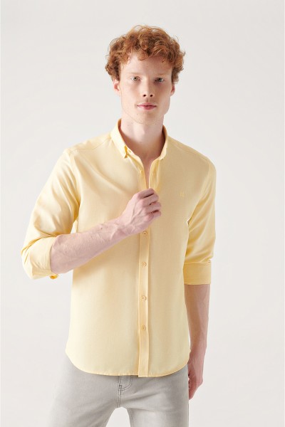 Yellow Male Straight Shirt