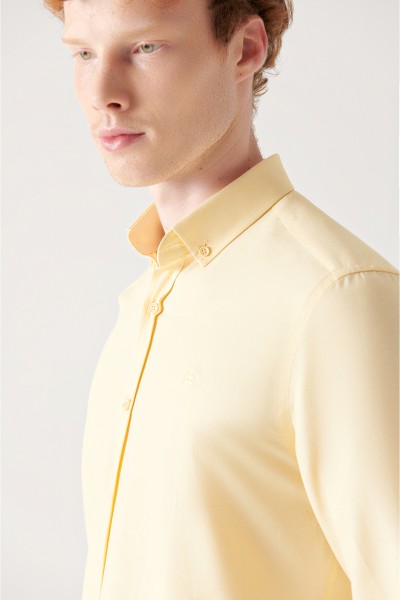 Yellow Male Straight Shirt