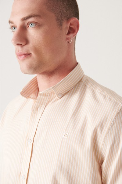 Beige Male Striped Shirt