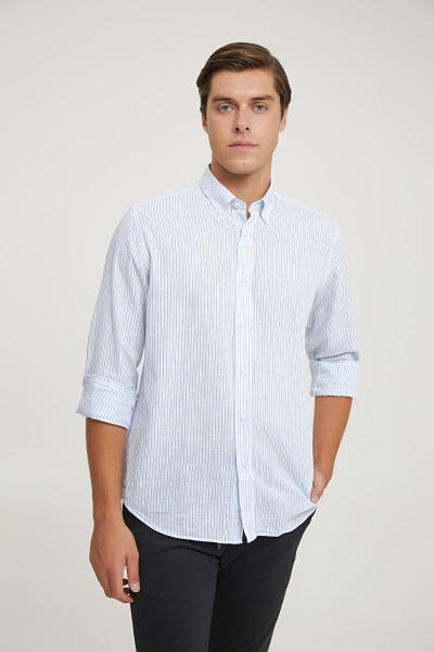 Blue Male Striped Shirt