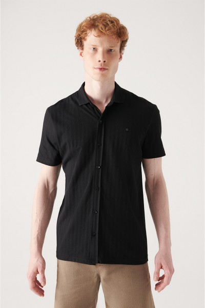 Black Male jacquard Shirt
