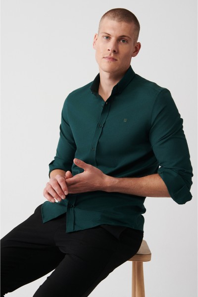 Green Male Straight Shirt