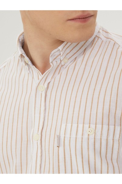 Beige Male Striped Shirt