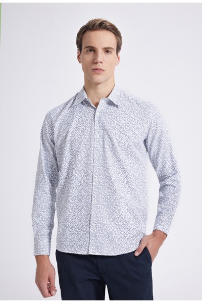 Grey Male Printed Shirt